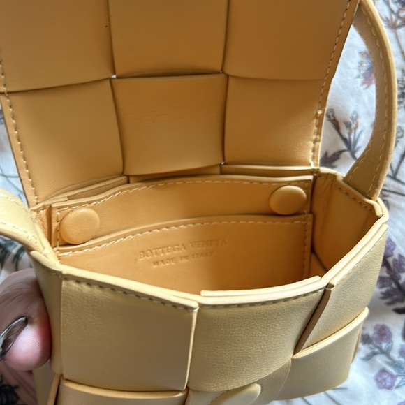 Mini Cassette Butter Yellow Woven Leather Bag - Picture 3 of 5